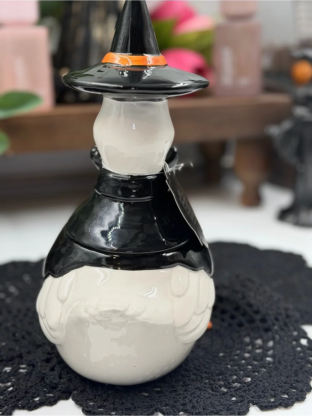 new 10 strawberry street witch duck ceramic cookie jar halloween 10” viral
